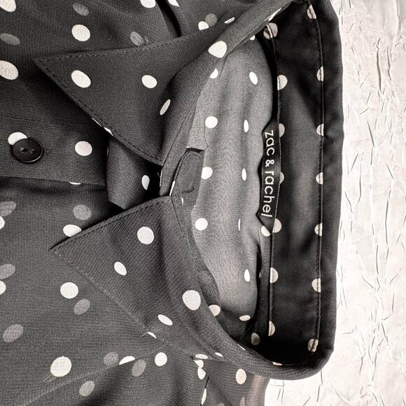 Black and white polka dot button down shirt, size large. Retro workwear - Picture 4 of 8